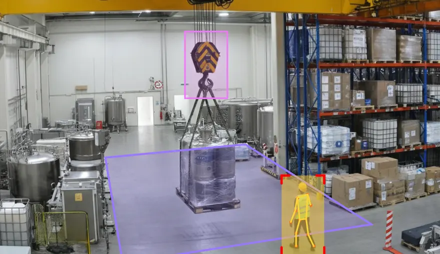 Crane load zone with pedestrian detection