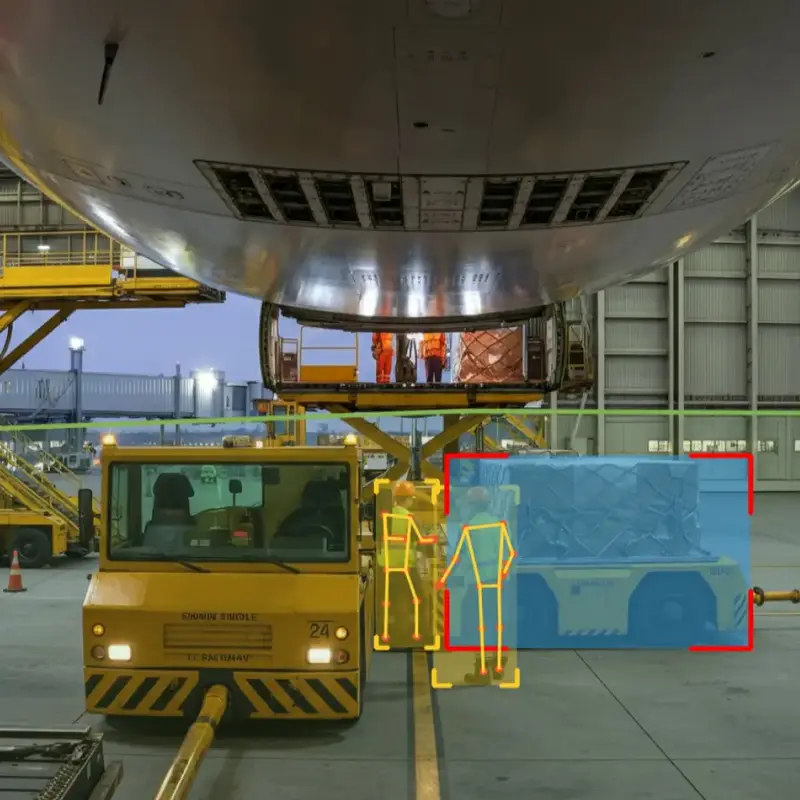 Ground-handling equipment on an air-cargo ramp