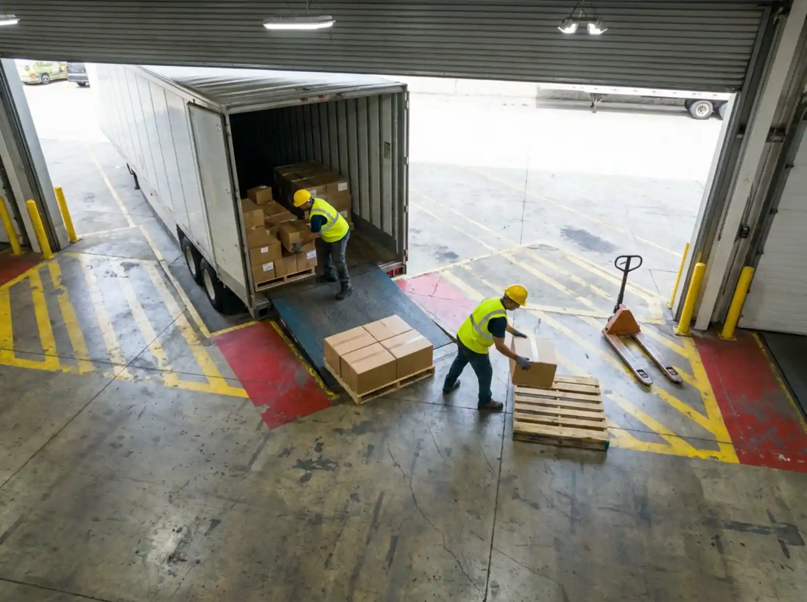 Loading dock and trailer bays at a distribution center