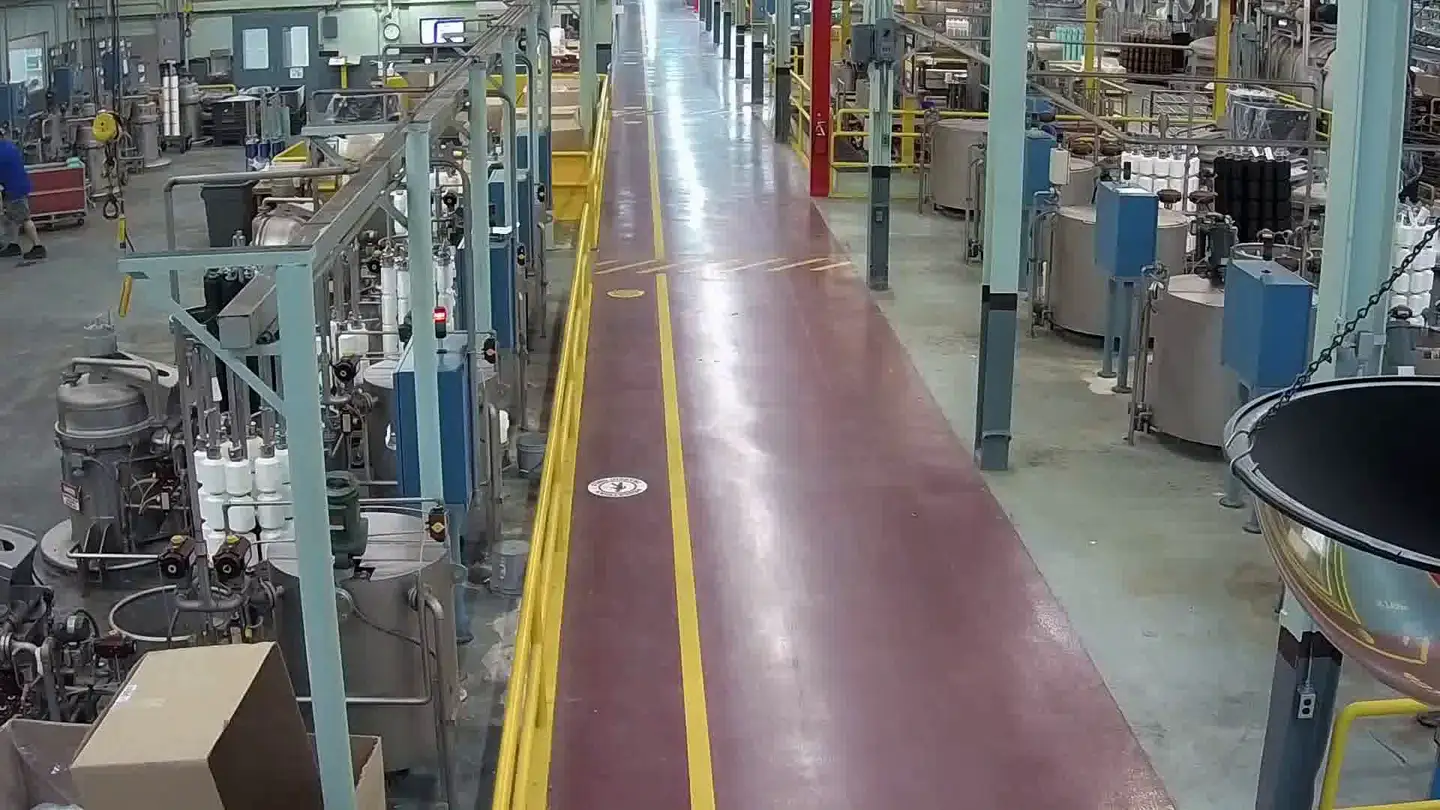 Factory walkway movement pathways, anonymized
