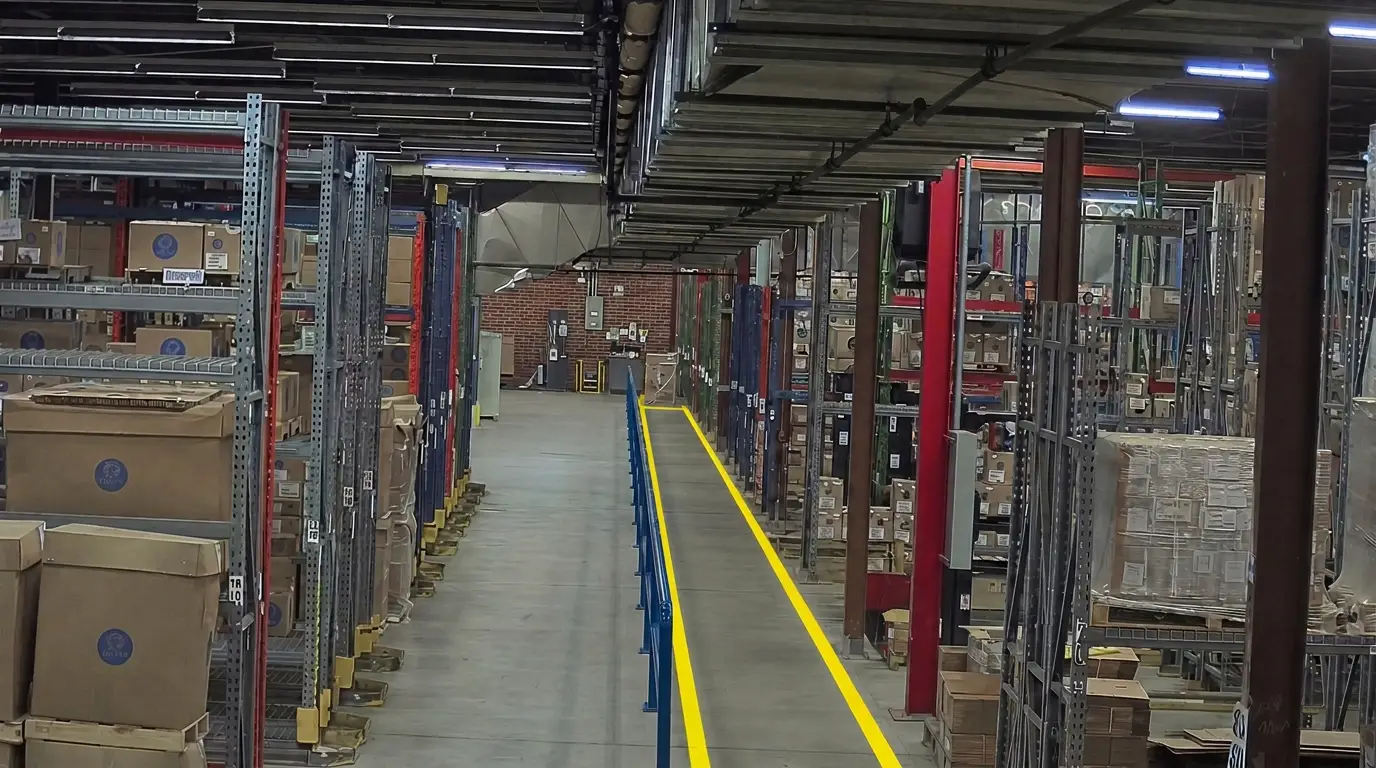 Warehouse aisle density heatmap, anonymized