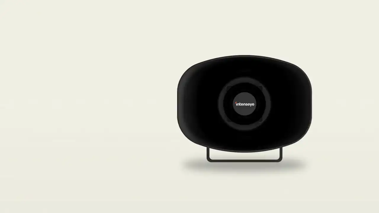 Sentinel Speaker horn loudspeaker render, front view with mounting bracket